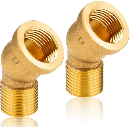 Fitting a schiocco per tubi 45° in ottone angolo 1/2" IG/AG - 2 pezzi - Componenti di connessione sanitari - Adatto per diverse tubazioni - Peso 150 gram - Angolo per tubo