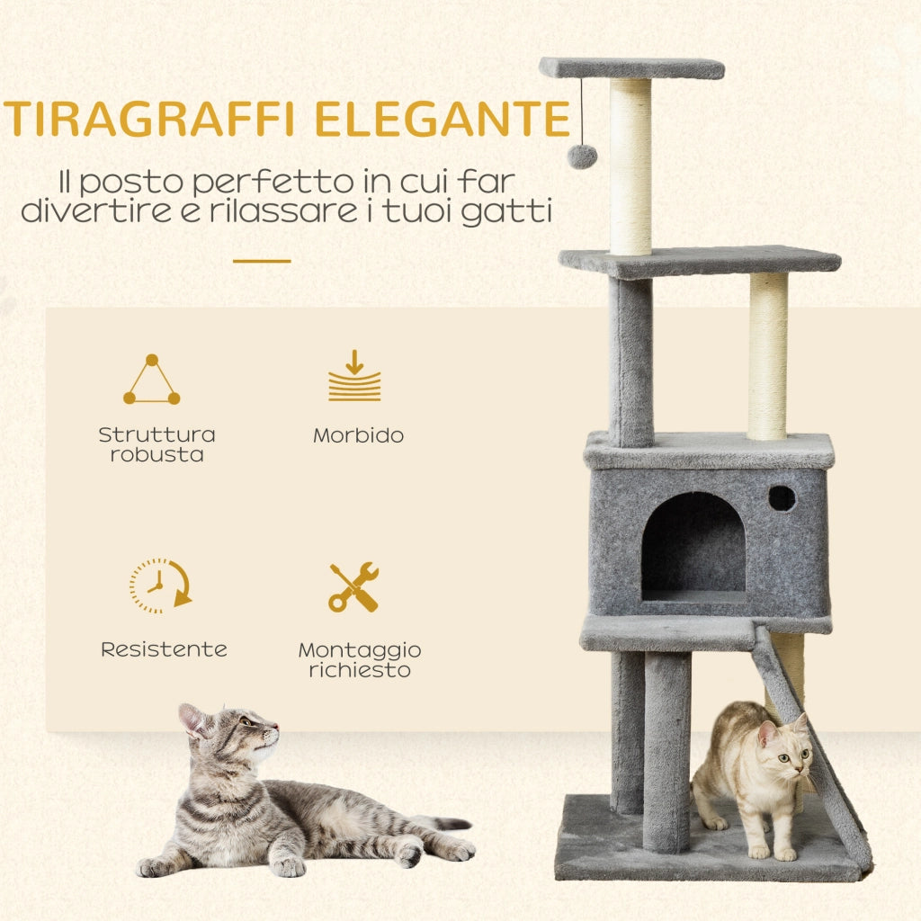 Tiragraffi con Casetta e Scala ¨C Minimal ¨C Grigio 48x48x125 cm