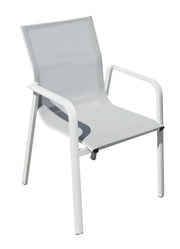 Sedia Samo in alluminio e textilene Greenwood Colore: Bianco e grigio chiaro, Materiale: Alluminio e Textilene