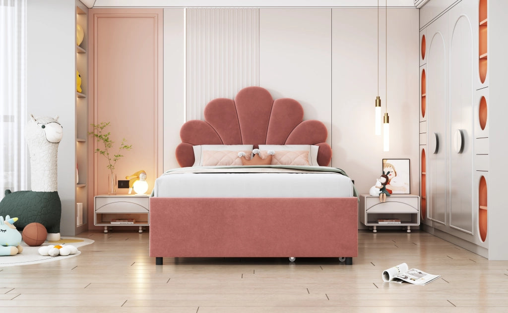 letto imbottito velluto rosa 90 x 200 cm
