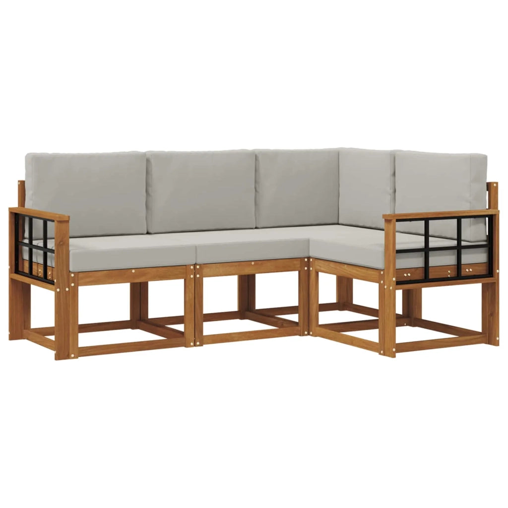 Set di divani da esterno 4 pcs Grigio Naturale e Chiaro 3366334