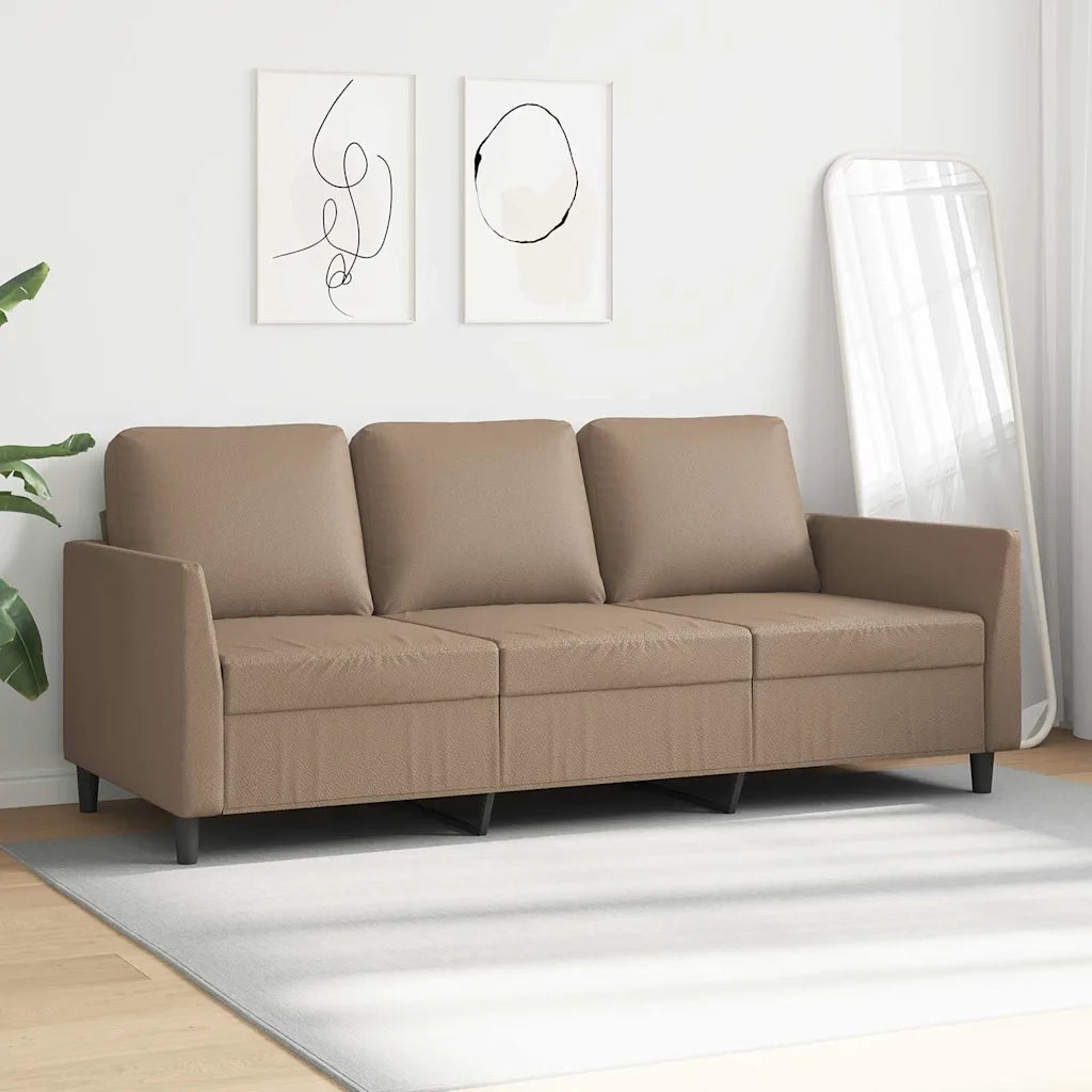 Divano a 3 Posti-Sofa 3 Posti Cappuccino 180 cm in Similpelle 661950