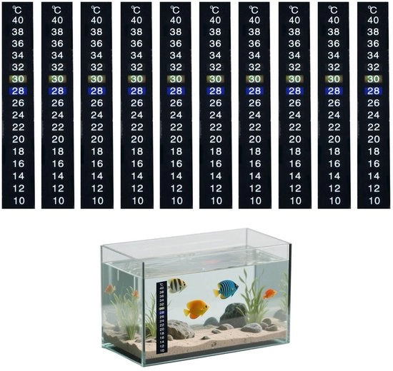 Pannelli termometrici per acquario 10 pezzi - Termometro per acquario - Sticker decorativo - Materiale ecologico - LCD - Adatto per animali domestici - Termometro per acquario
