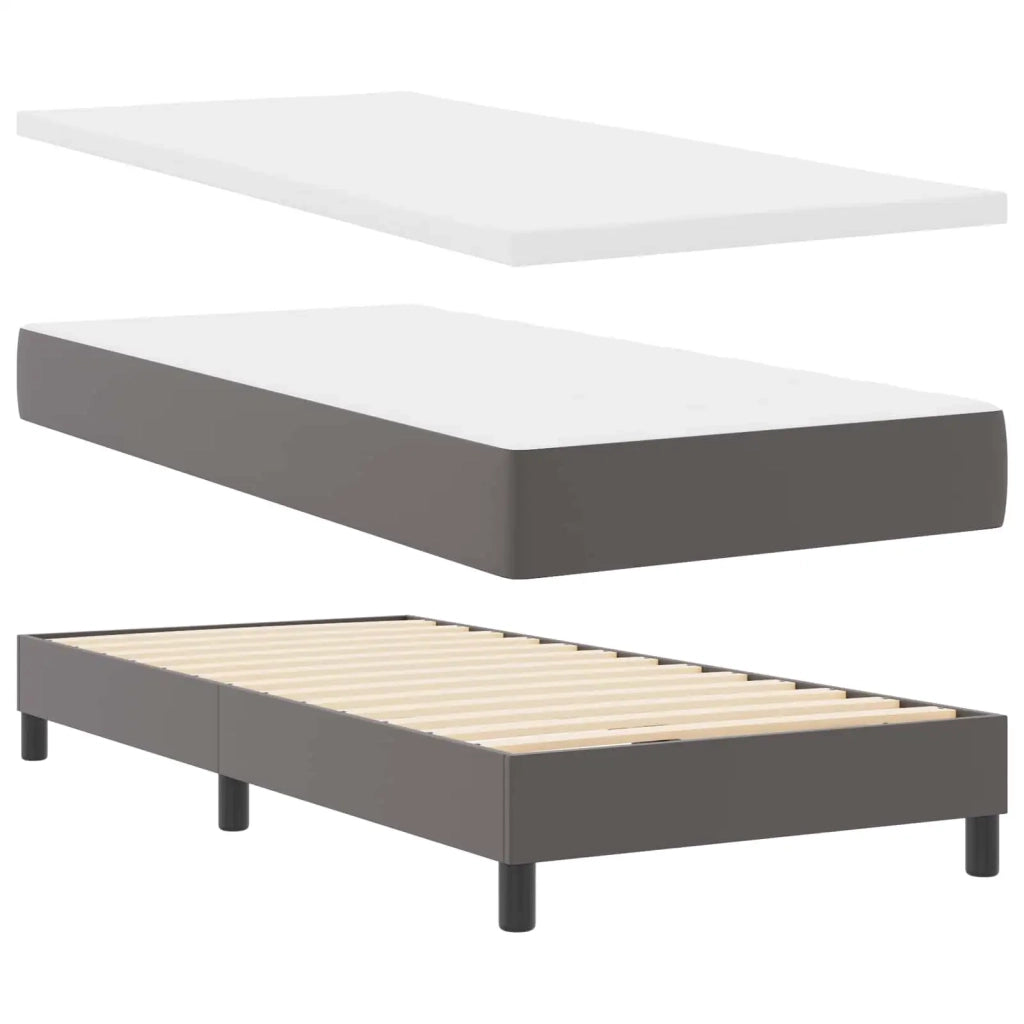 Letto a molle con materasso Grigio 90 x 190 cm Pelle sintetica 3339030