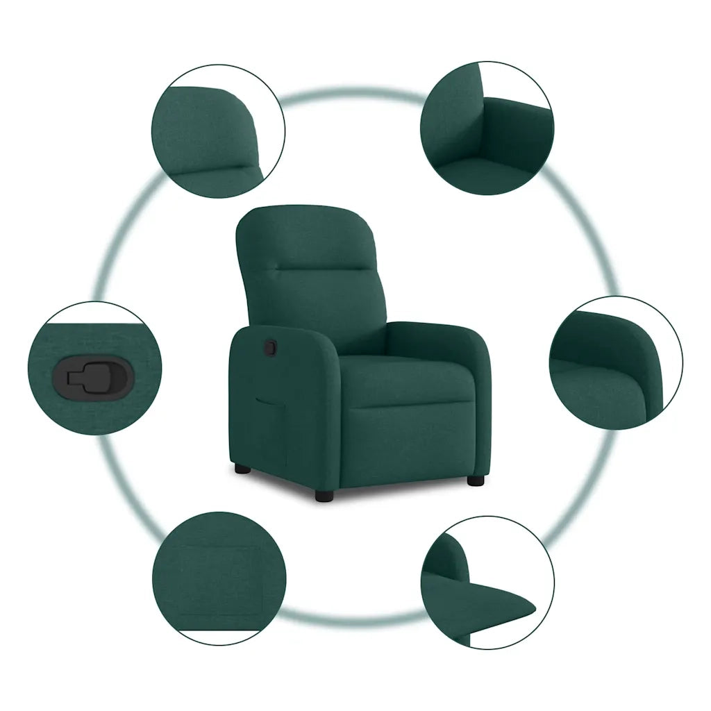Poltrona Reclinabile in Tessuto Verde Scuro 4015528