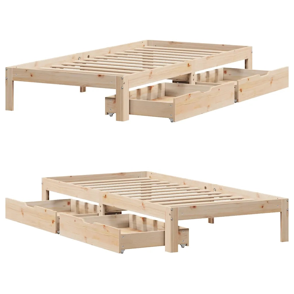 Giroletto con Cassetti 90x200 cm in Legno Massello di Pino 3301942