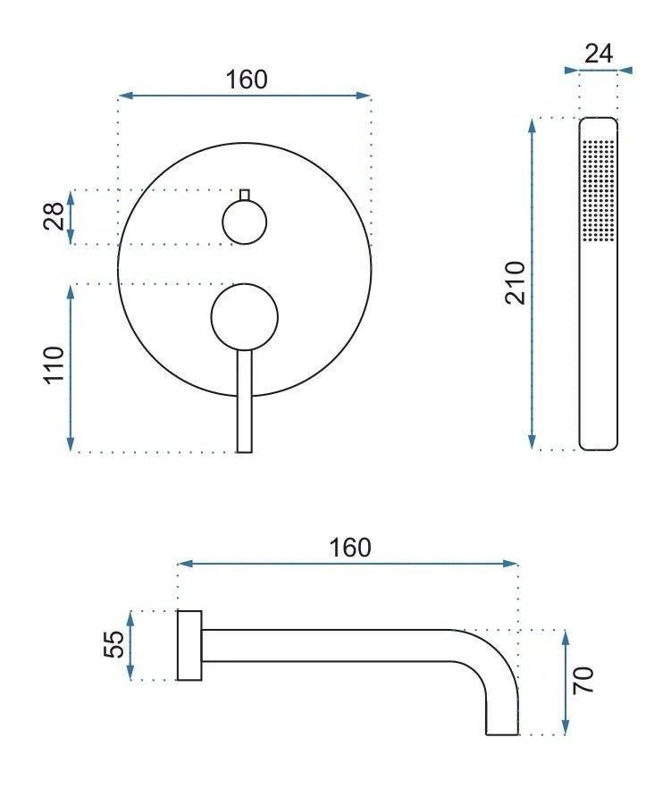 Rubinetto Da Vasca Da Incasso Rea Lungo Copper + Box