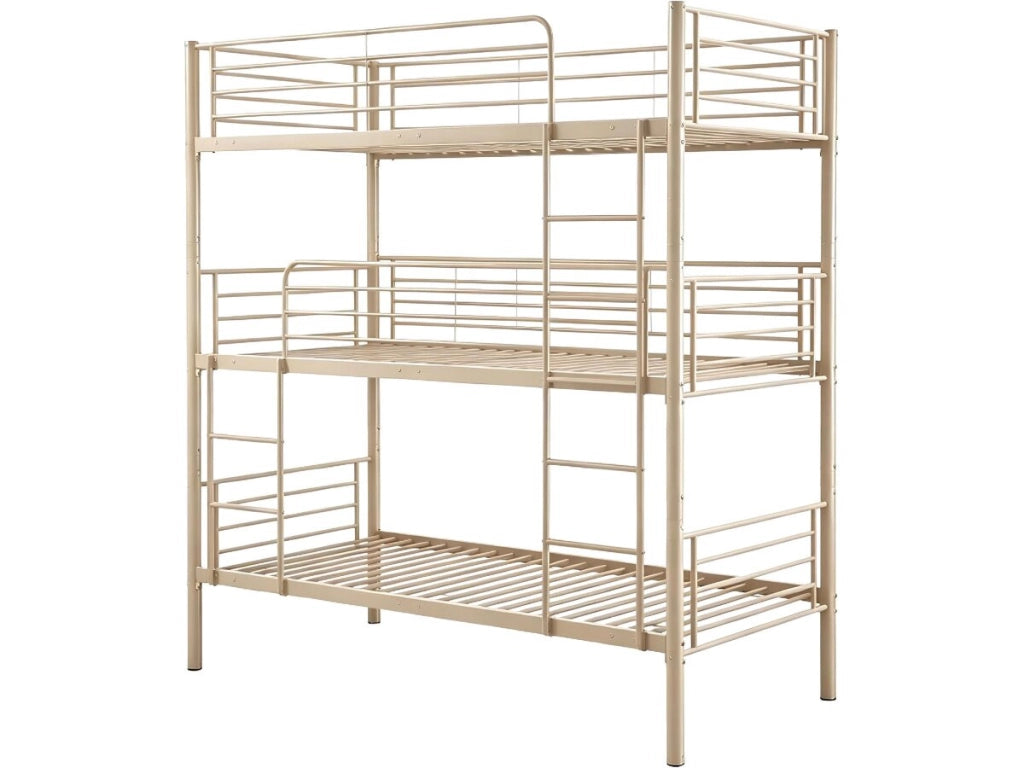 Letto a castello in metallo a tre posti "HAVIN" - 90 x 190 cm - Taupe