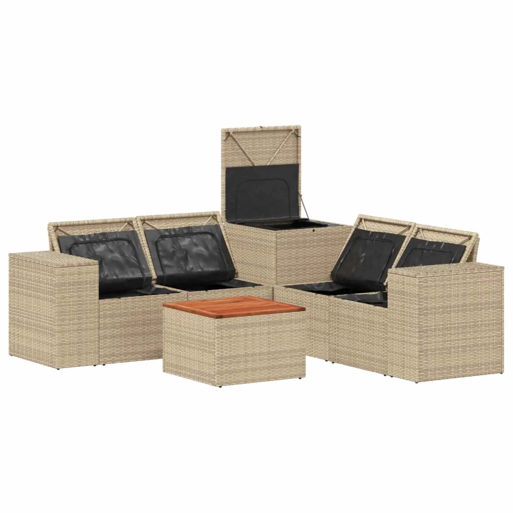 Set di divani 6 pz Beige e Bianco Crema 3447580