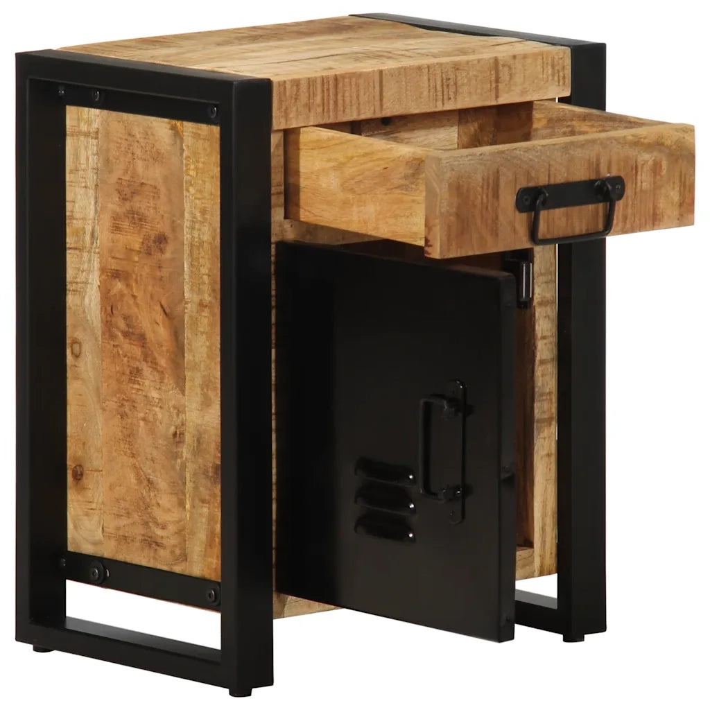 Comodino 40x30x50 cm in Legno Massello di Mango Grezzo 4013559