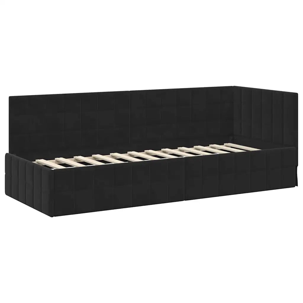 Cornice del letto ad angolo Nero 80 cm x 200 cm Velluto