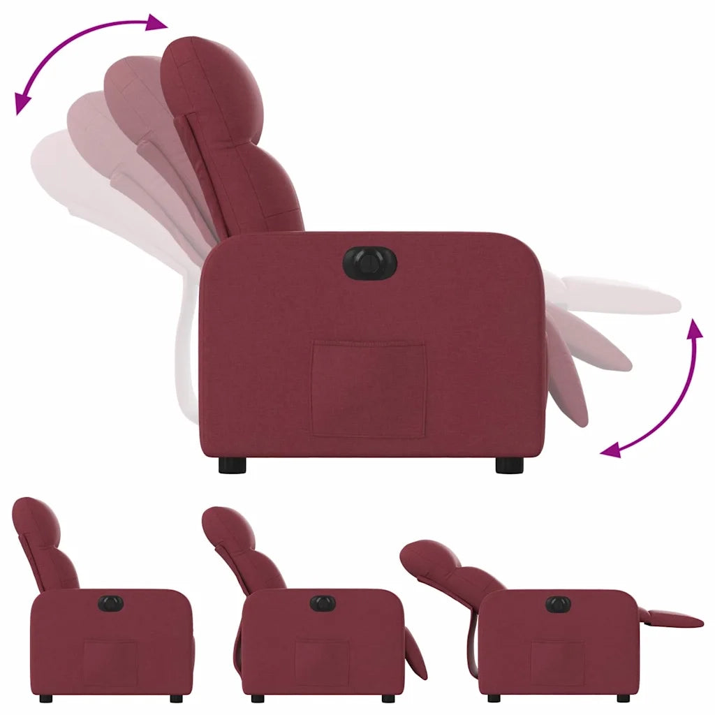 Poltrona Elettrica Reclinabile Rosso Vino in Tessuto 3206780
