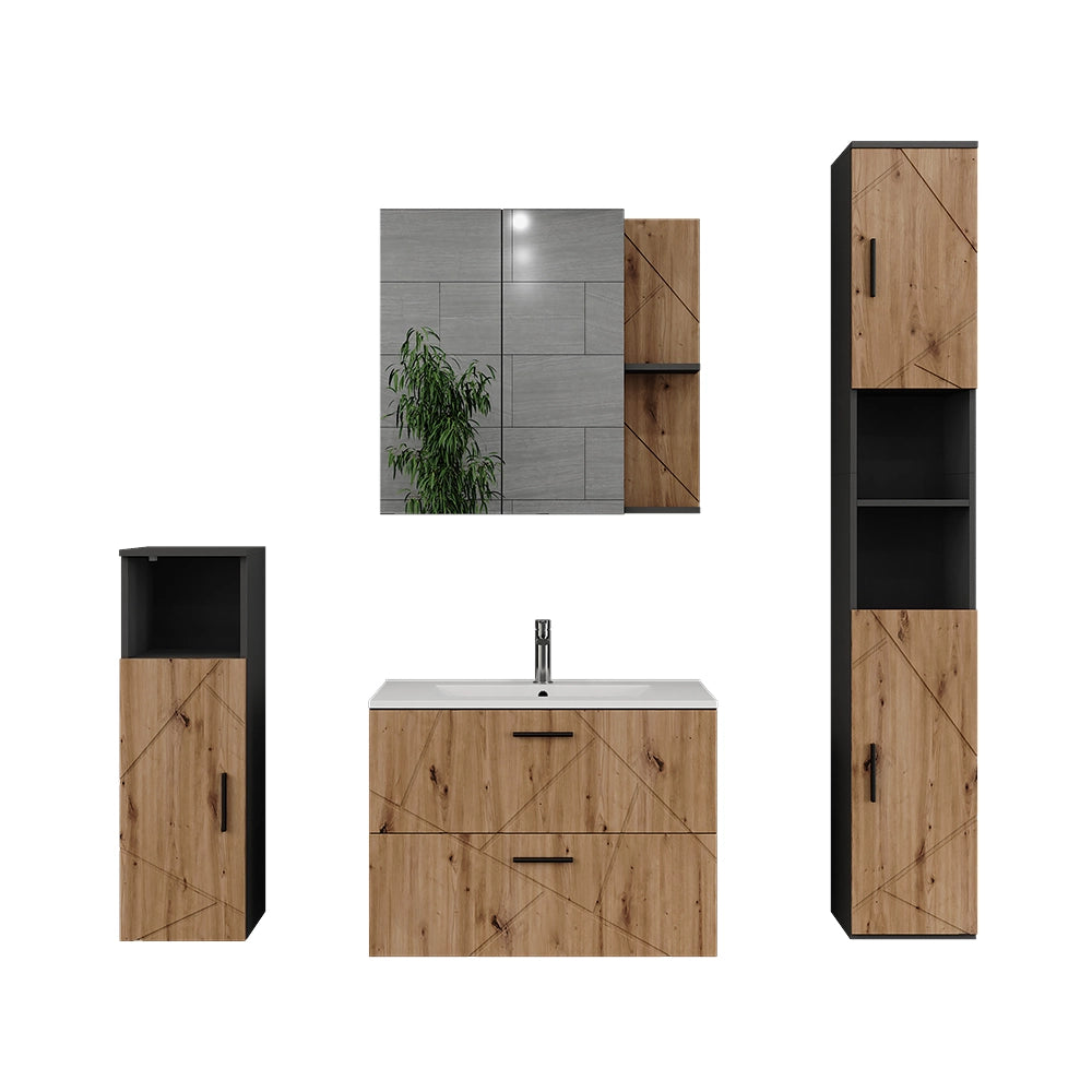 Vicco Set di mobili da bagno Antracite/Artisan 5 parti