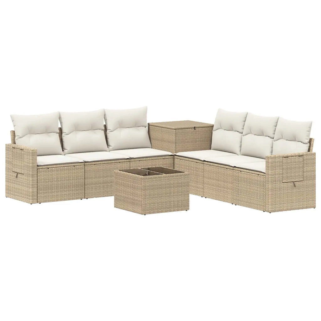 Set di divani 8 pz Beige e Bianco Crema 3448392