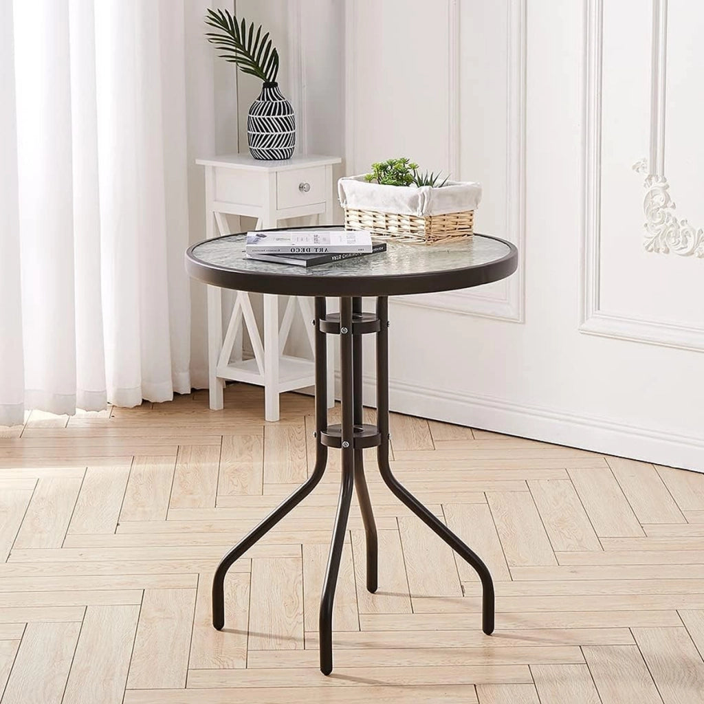 Tavolino da Giardino Island con Top in Vetro Temperato 60 cm