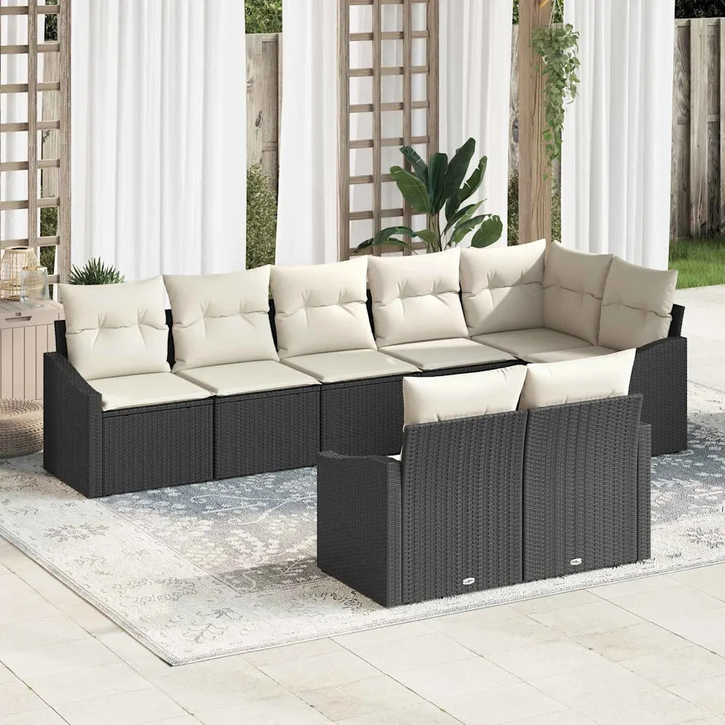 Set Divano da Giardino 8 pcs Nero e Bianco polyrattan 3355436