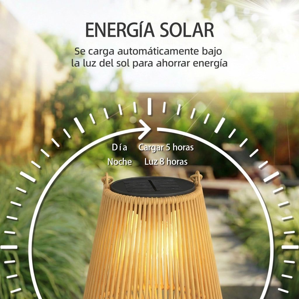 Set 2 Farole Solari da Esterno ¨C Minimal ¨C Rattan Marrone IP44