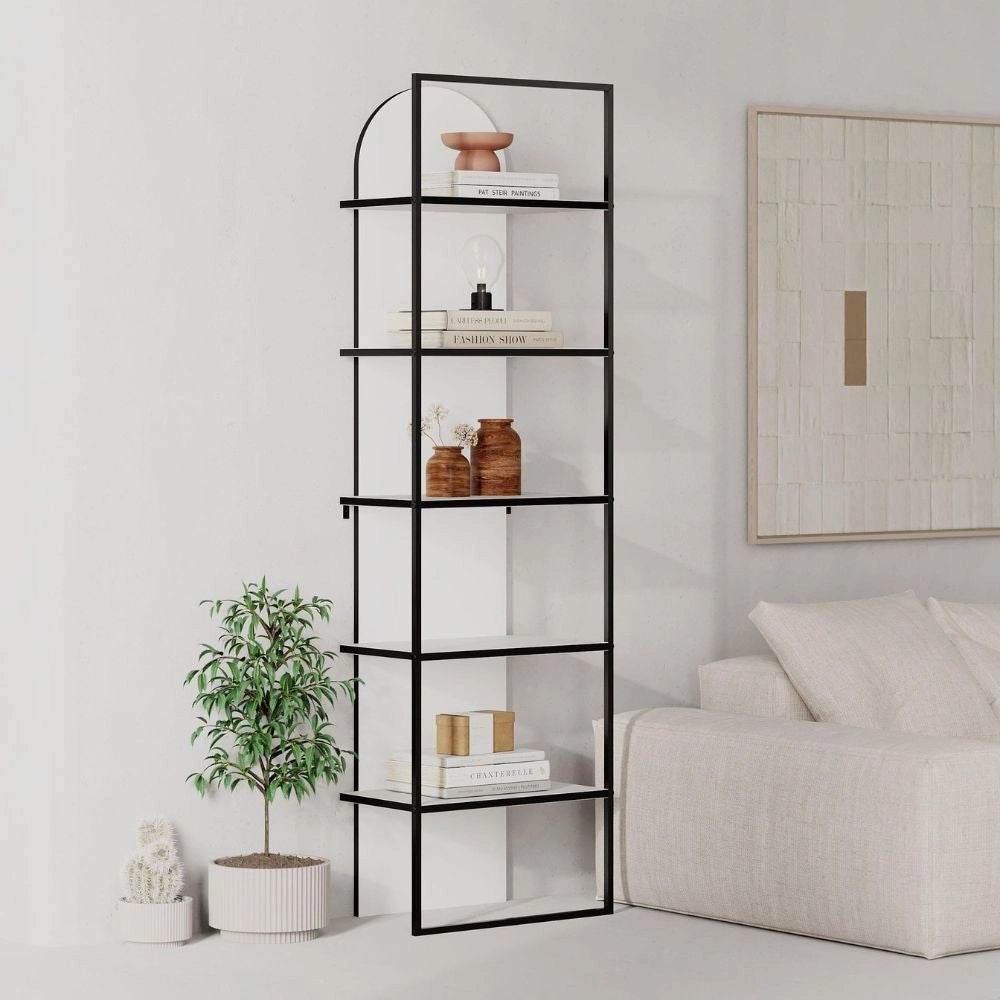 Libreria Archy 5 ripiani colore bianco 53x31.7x180H – Eleganza industriale e spazio funzionale