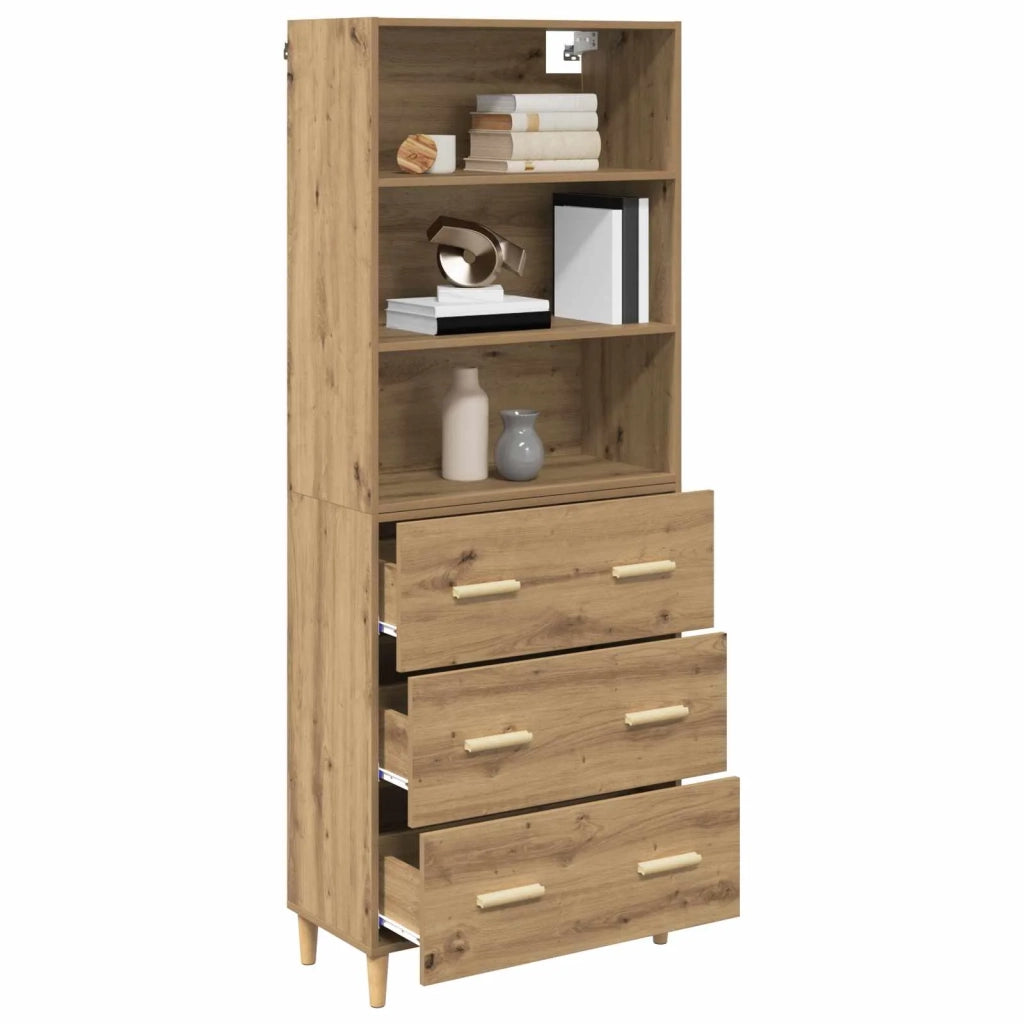 Credenza con Cassetto-Buffet-Armadio da cucina Rovere artigianale 69,5 x 32,5 x 180 cm 672417
