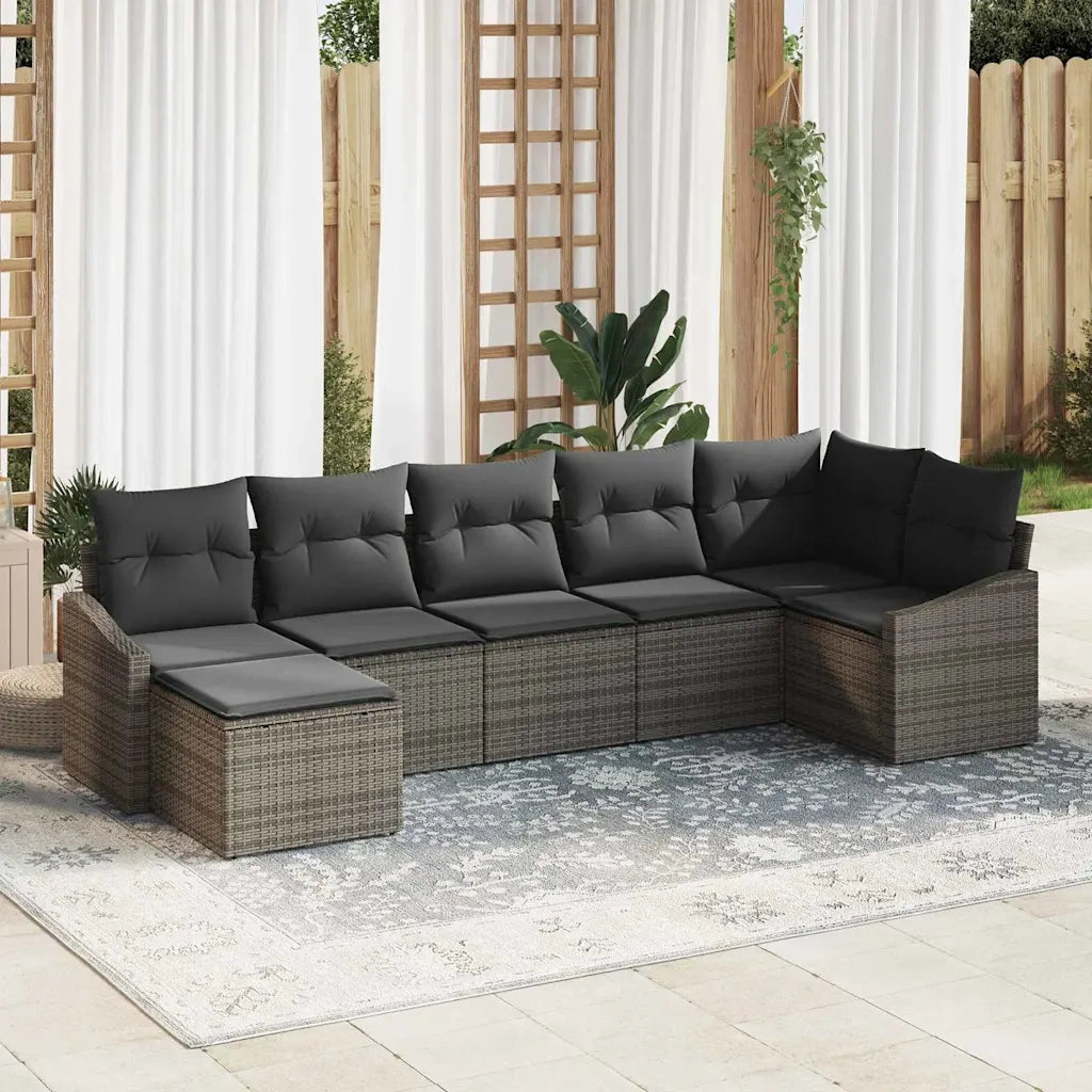 Set di divani con cuscino 7 pcs Grigio polyrattan 3346809