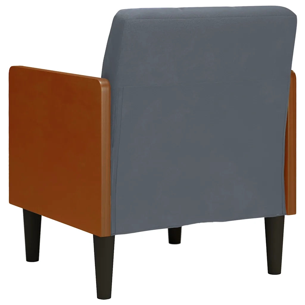 Divano Sedia con Braccioli-Poltrona-Sofa Relax Grigio Scuro 55 cm in Velluto