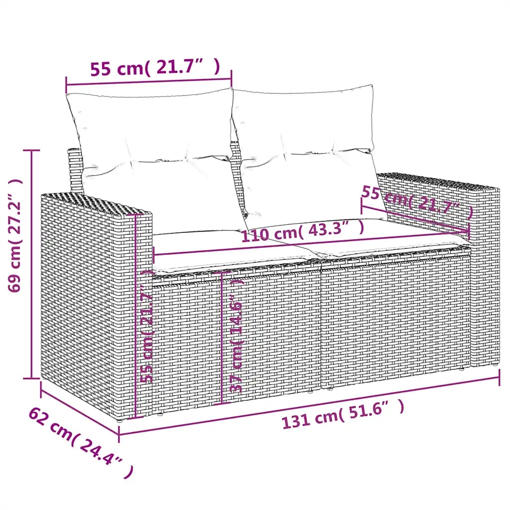 Set Divani da Giardino 11 pz con Cuscini in Polyrattan Grigio 3219491