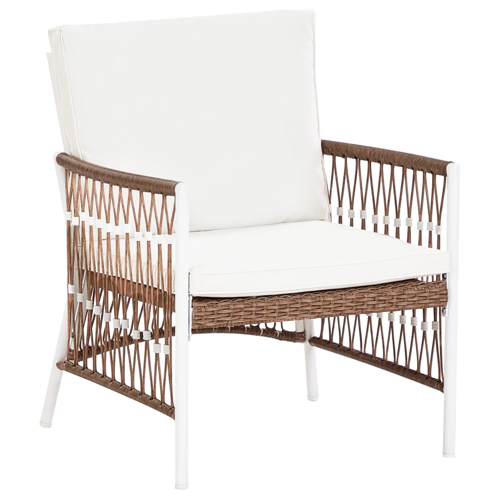 Set Balcone Bianco Alluminio Poliestere 2 Posti 2 Sedie e un Tavolo