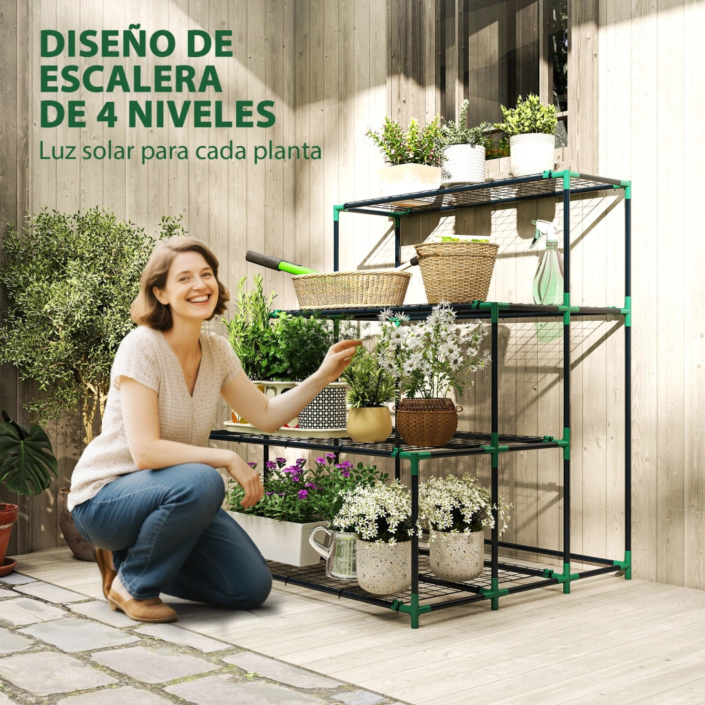 Supporto per Piante 4 Livelli ¨C Xylo ¨C Metallo Verde Esterno Giardino