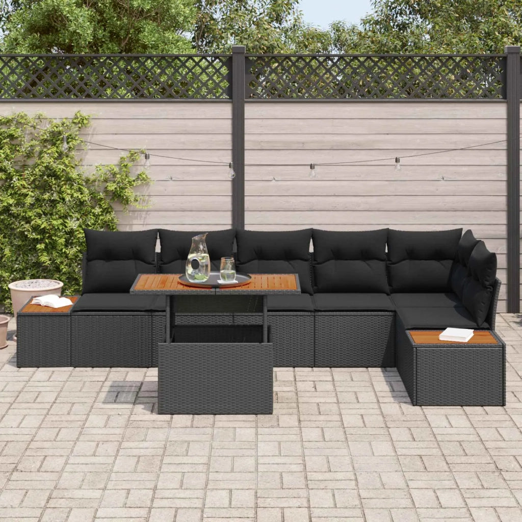 Set Divano da Giardino con archiviazione 7 pcs Nero Poly Rattan