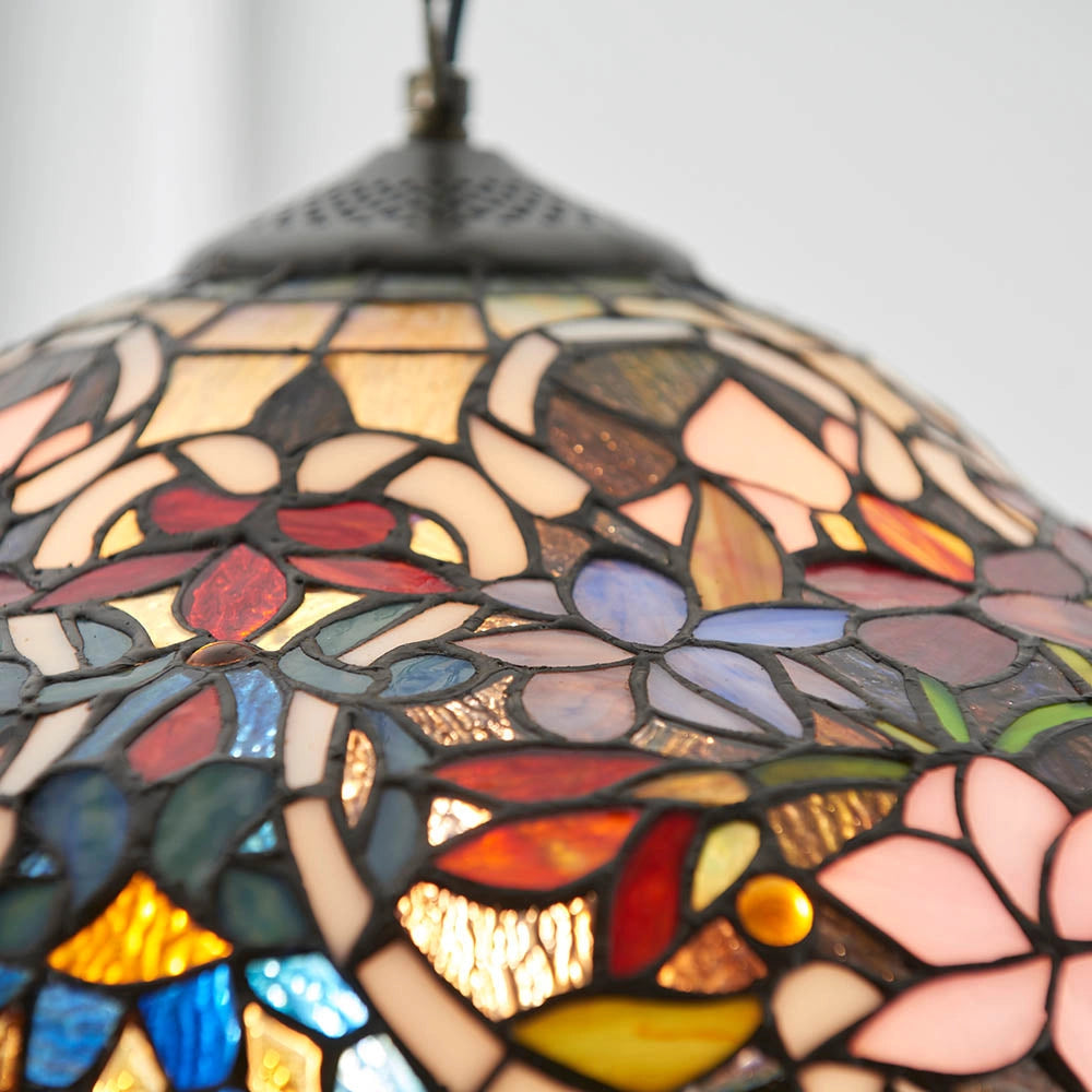 Lampada a sospensione Tiffany floreale E27 60W Sullivan