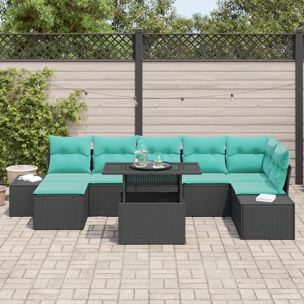 Set Divano da Giardino 8 pz Nero polyrattan 3357969