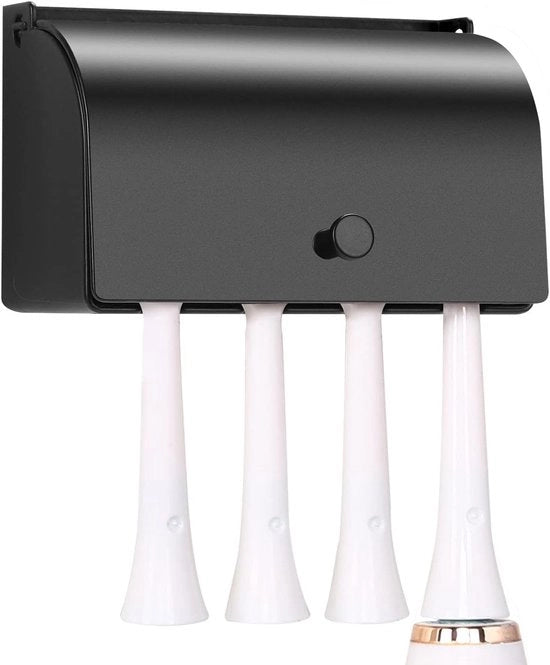 Tenda per spazzolino da denti in acciaio inossidabile - fissaggio alla parete - nero - 4 fessure - 9 cm