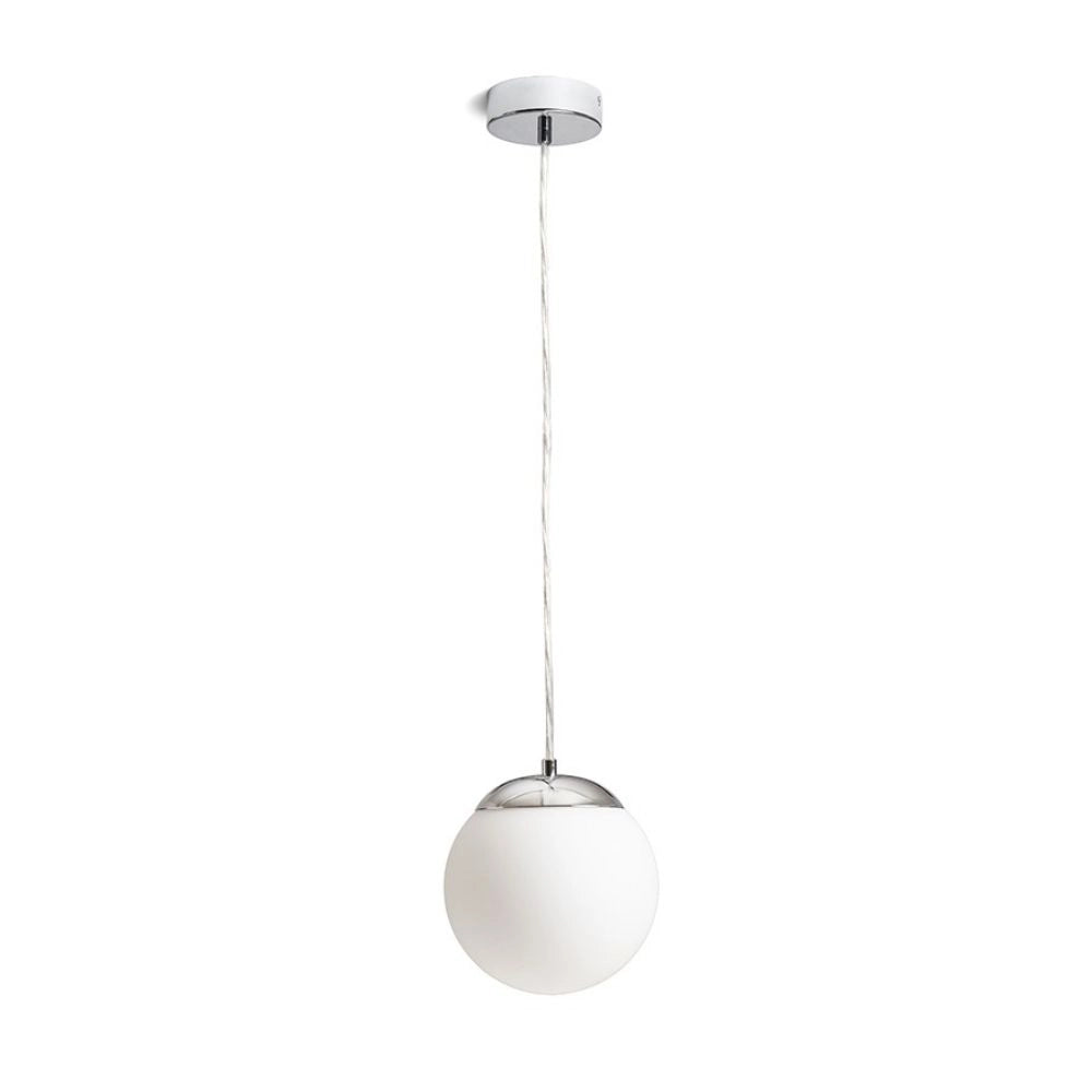 Lampadario BOLLY 17 a sospensione  vetro opalino/cromo 230V LED E27 15W IP44