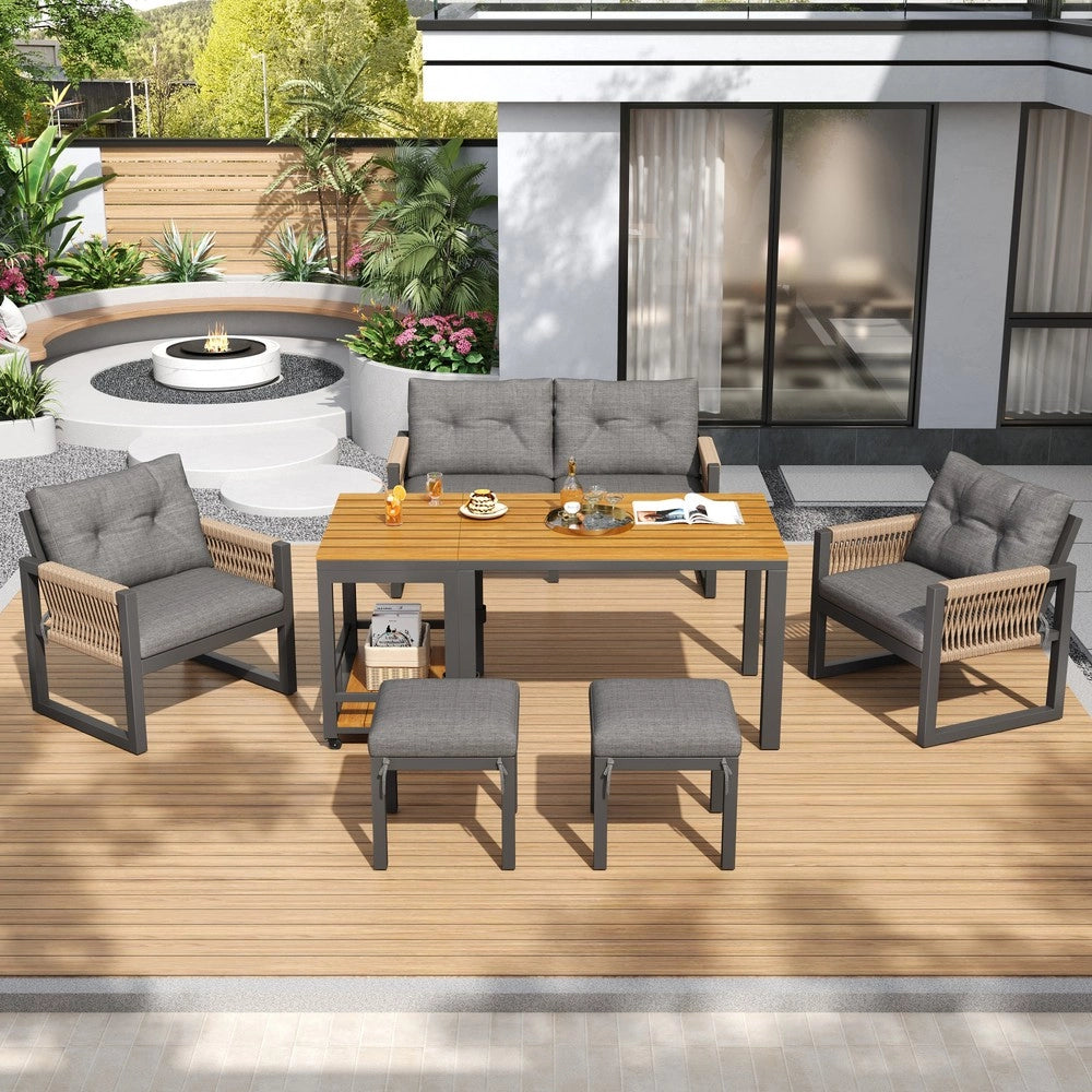 Set da esterno moderno - Zephmum- Sedute multiple tavolo multifunzionale