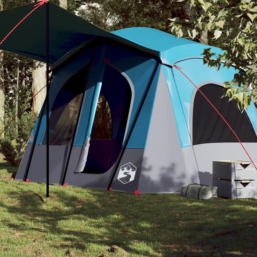 Tenda da Campeggio a Cabina per 5 Persone-Tenda per Escursionismo Blu Impermeabile