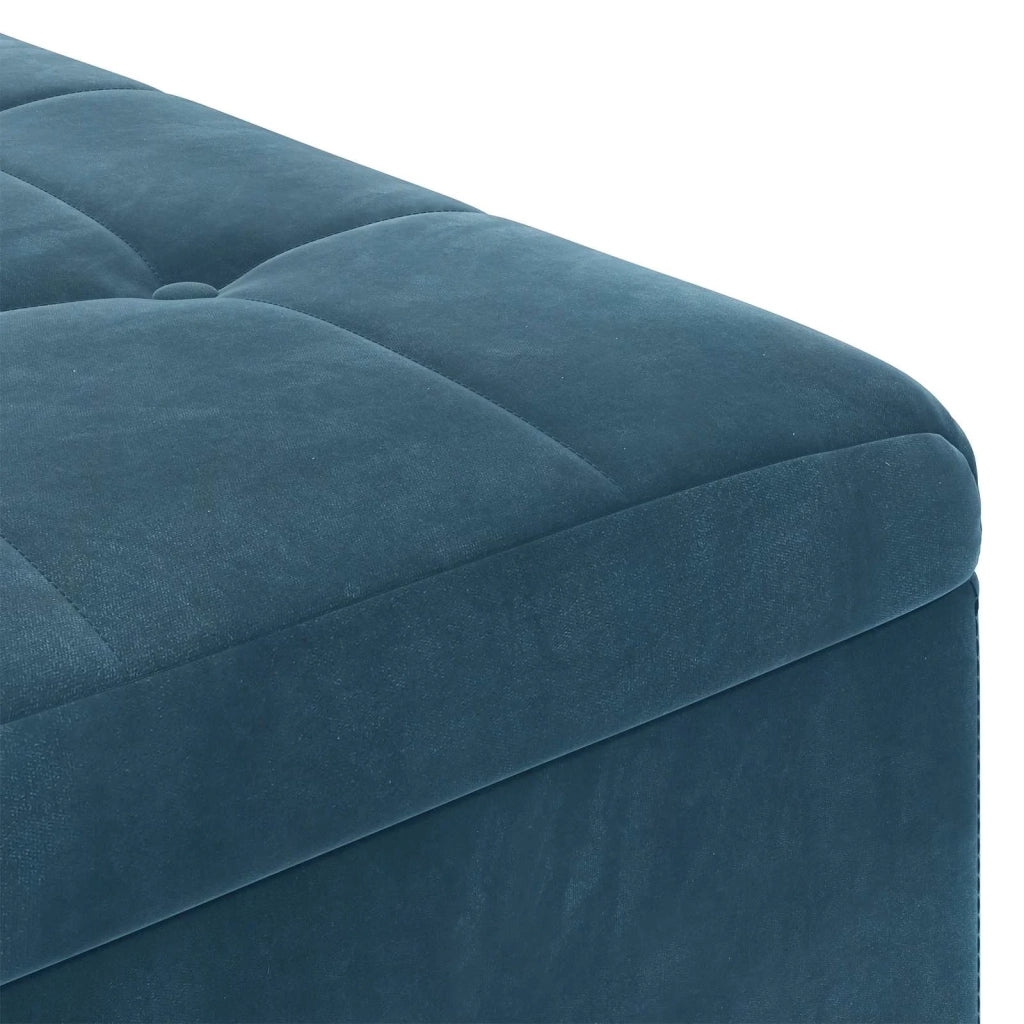 Pouf contenitore con cuscino Blu 80 x 80 x 45 cm Velluto 876839