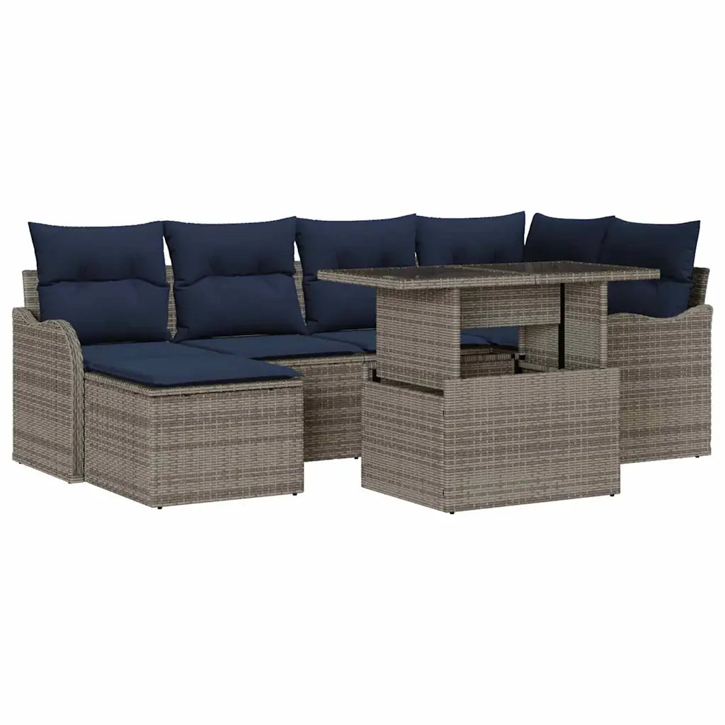 Set Divano da Giardino 7 pz Grigio Poly Rattan 3348501