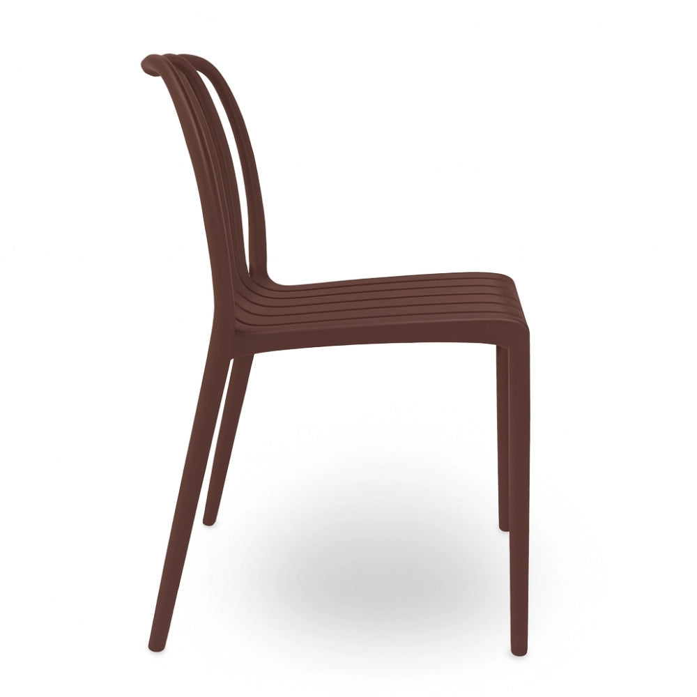 Sedia da esterno Iside in plastica resistente, modello comfort premium marrone