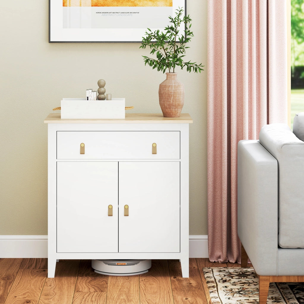 Mobile da soggiorno ¨C zephmum ¨C 80x40x90, bianco, con cassetti e ripiani