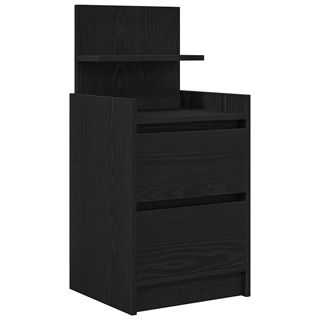 Comodino | Armadio da Notte | Mobiletto da notte con 2 Cassetti Nero 38x34x80 cm
