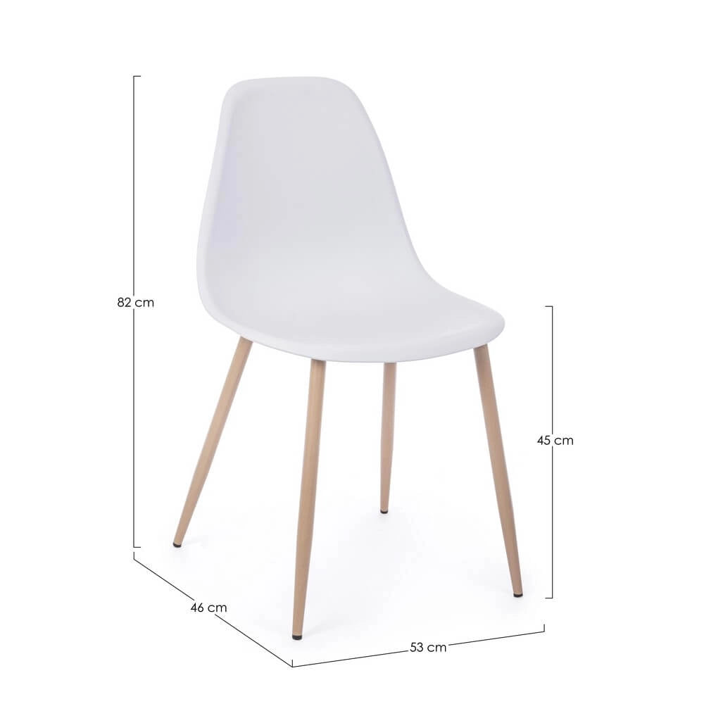 Set di 4 Sedie con Seduta in Polipropilene e Gambe in Acciaio Effetto Legno - MARISSA