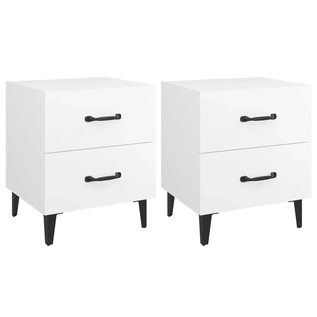 Set di 2 Comodini | Armadio da Notte | Mobiletto da notte Bianchi 40x35x47,5 cm