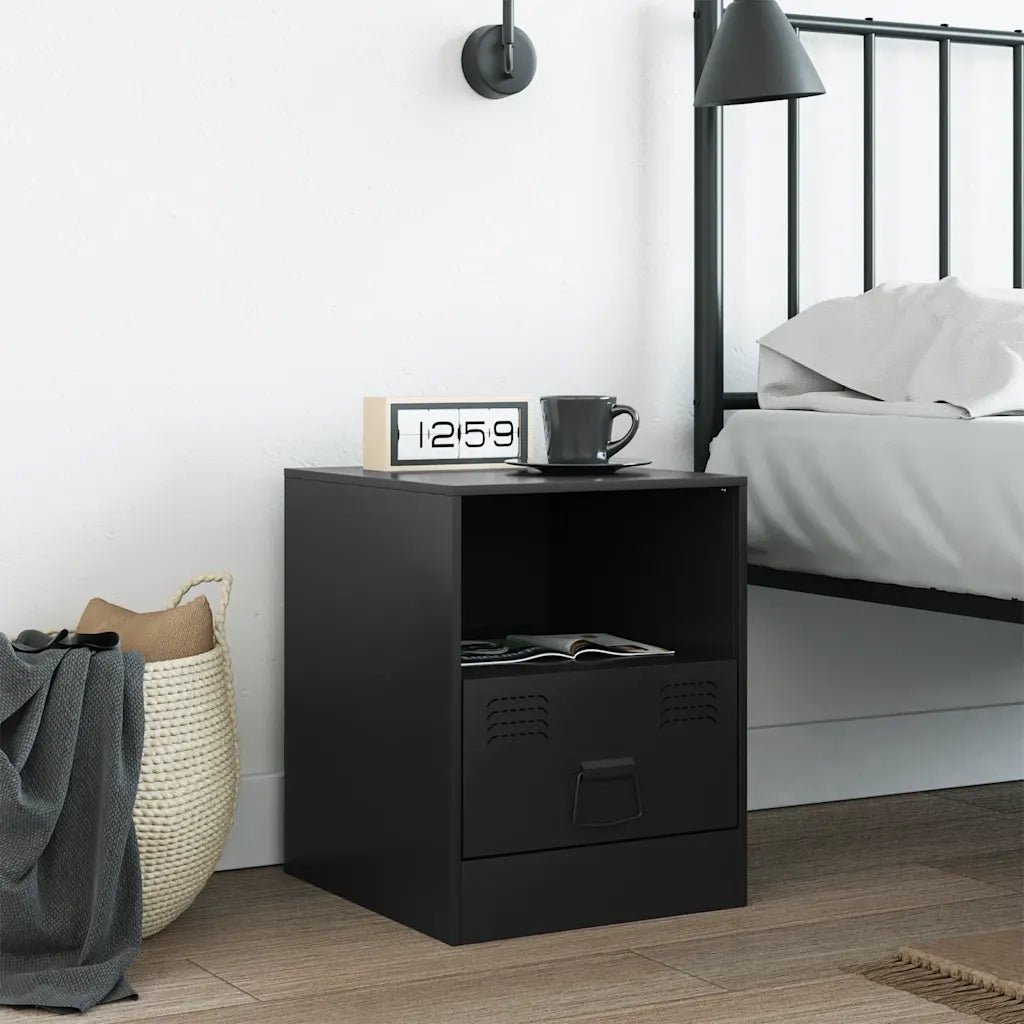 Comodino Nero 34,5x39x44 cm in Acciaio 841751