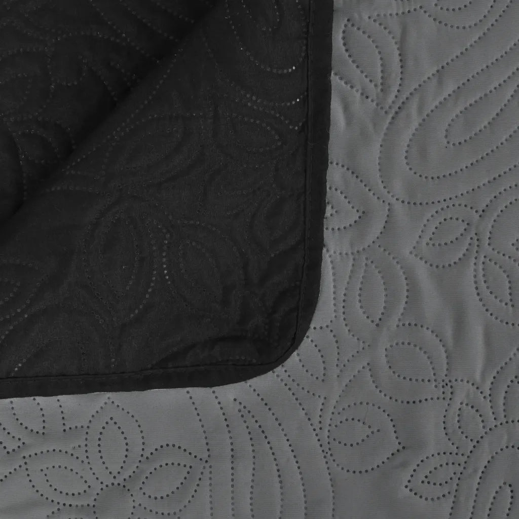 Copriletto Double-Face Trapuntato 230x260 cm Grigio e Nero 132967