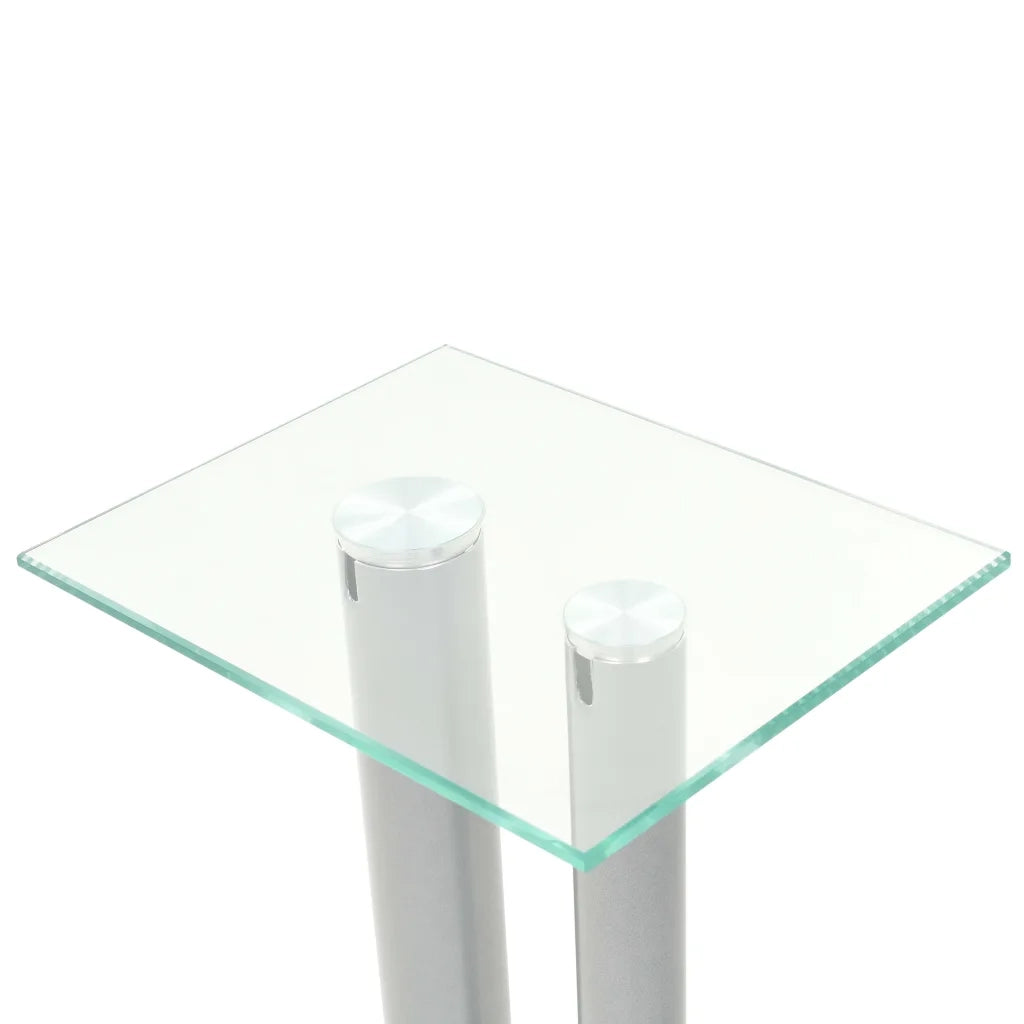 Supporti per Altoparlanti 2pz Vetro Temperato a Colonne Argento 50674