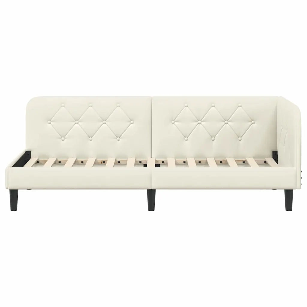 Cornice del letto ad angolo Crema 80 x 200 cm Velluto 42016593