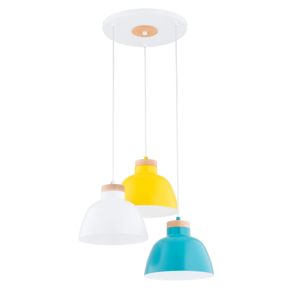 Lampadario loft bianco legno 3 luci E27 Alfa Lorien