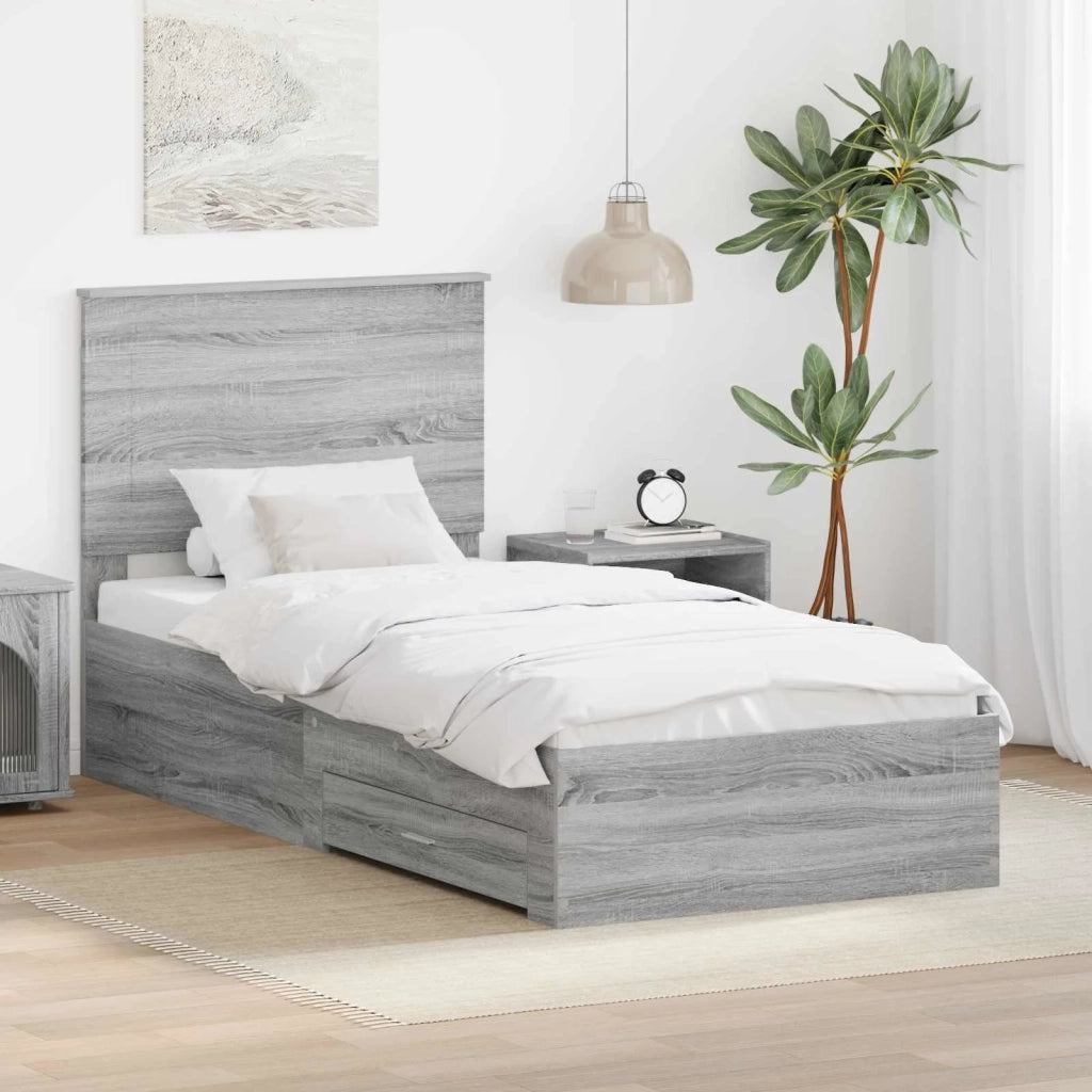 Letto singolo | Letto per adulti | Struttura del letto Grigio Sonoma 90 x 190 cm Legno multistrato