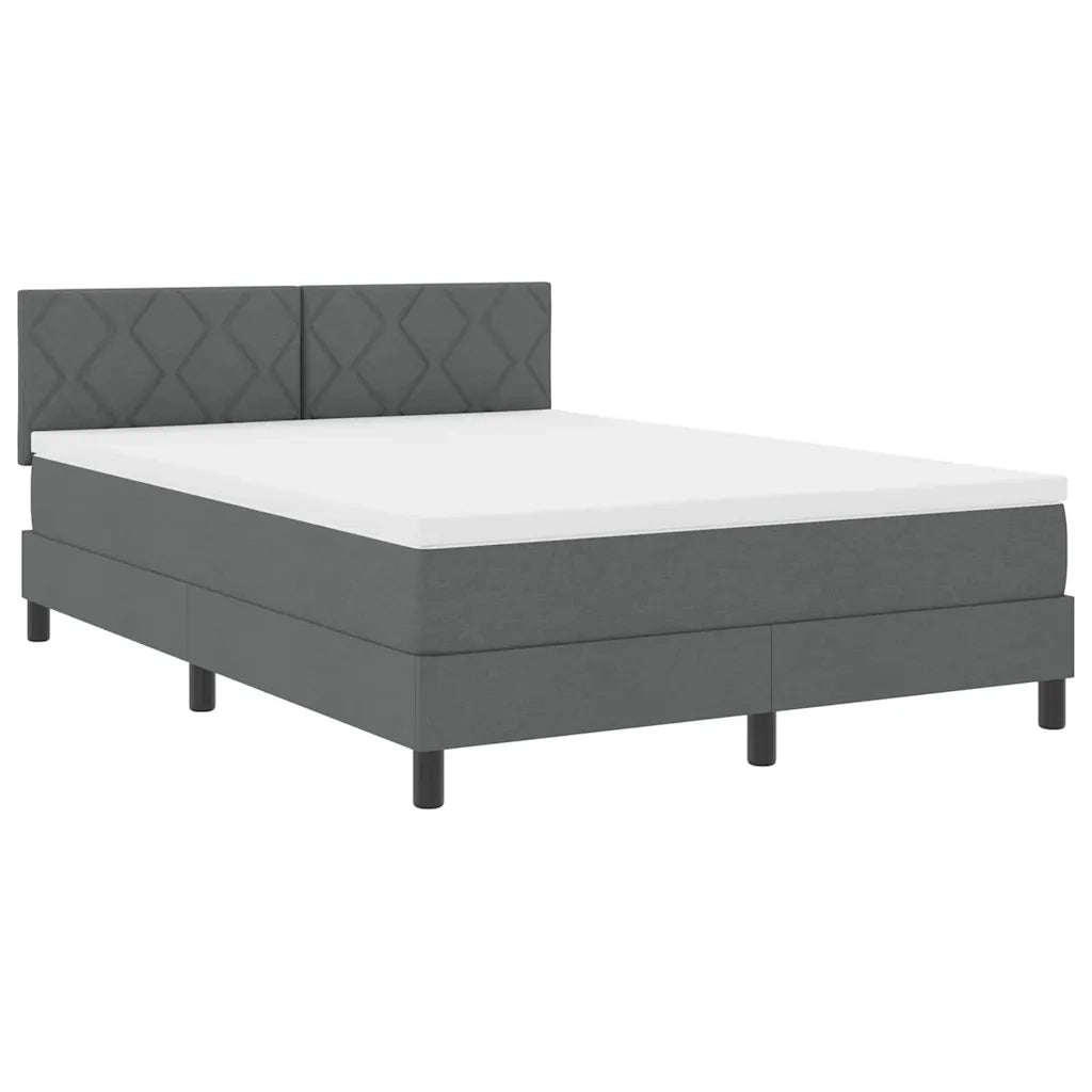 Letto a molle con materasso Grigio scuro 140 x 190 cm Tessuto 3342283