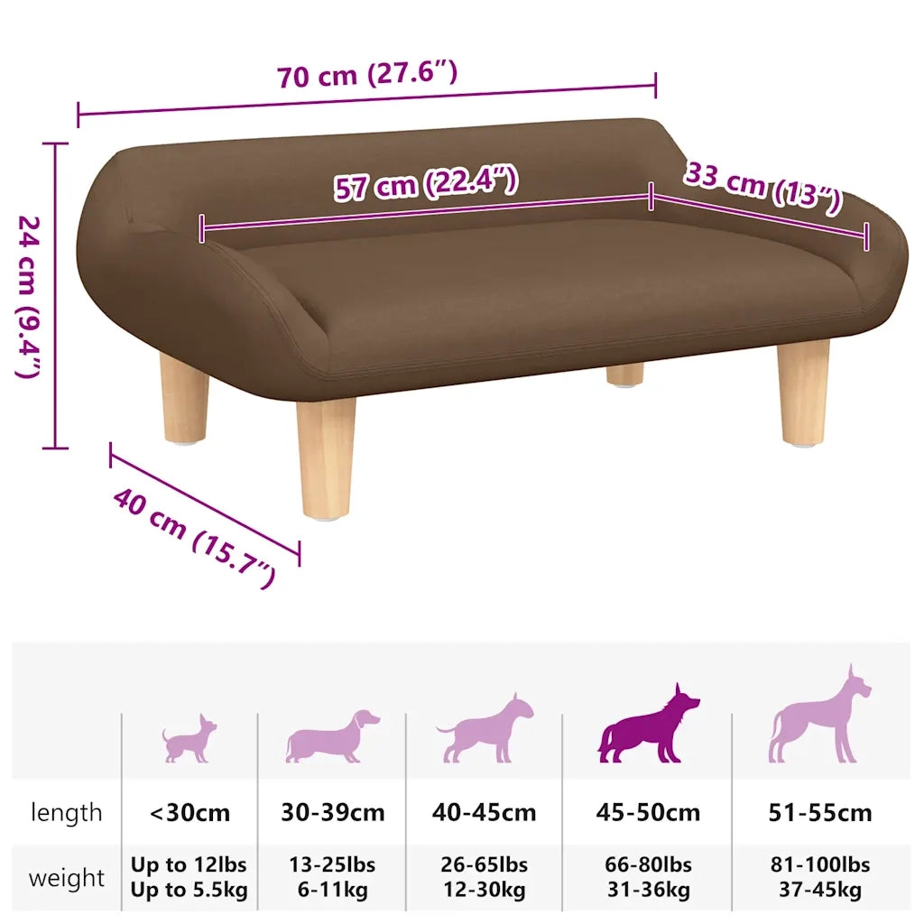 Lettino per Cani Marrone 70x40x24 cm in Tessuto 171948